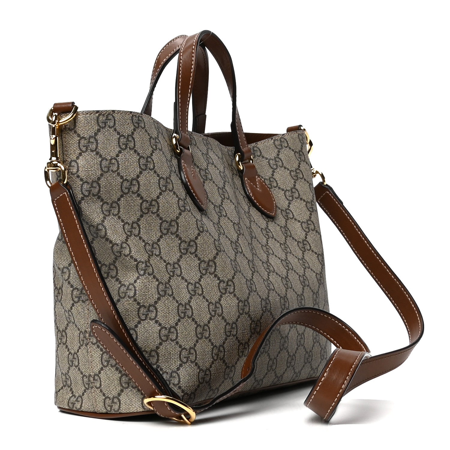 Gucci Soft GG Supreme Monogram Small Crossbody Tote Beige Cuir 2 of 5