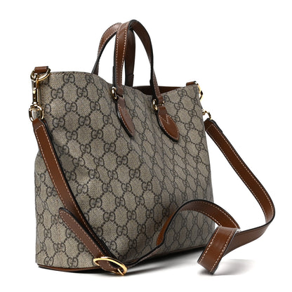 Gucci Soft GG Supreme Monogram Small Crossbody Tote Beige Cuir 2 of 5