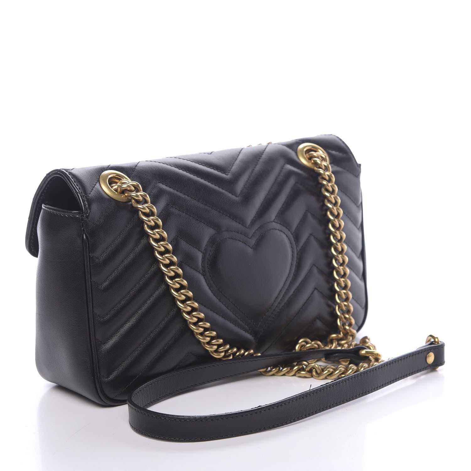 Gucci Calfskin Matelasse Small GG Marmont Shoulder Bag Black 3 of 10