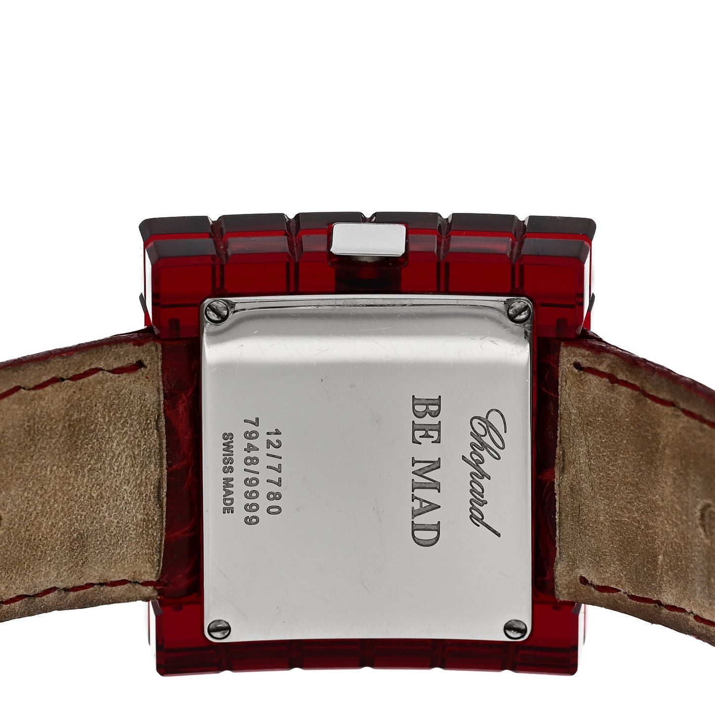Stainless Steel Alligator Diamond Red Resin 32mm Be Mad Quartz Watch Red