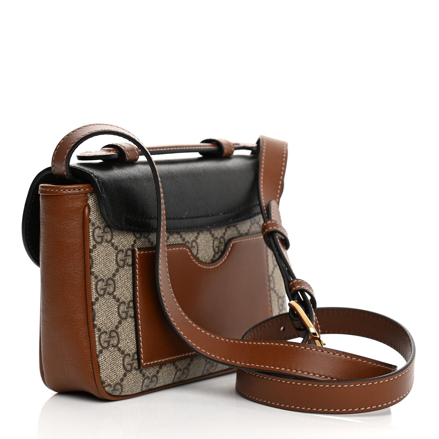GG Supreme Monogram New Sakai Lux Calfskin Mini Padlock Flap Pocket Shoulder Bag Beige Ebony Black Cuir