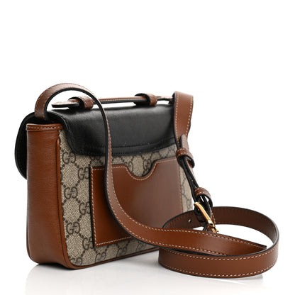 Gucci GG Supreme Monogram New Sakai Lux Calfskin Mini Padlock Flap Pocket Shoulder Bag Beige Ebony Black Cuir 3 of 10