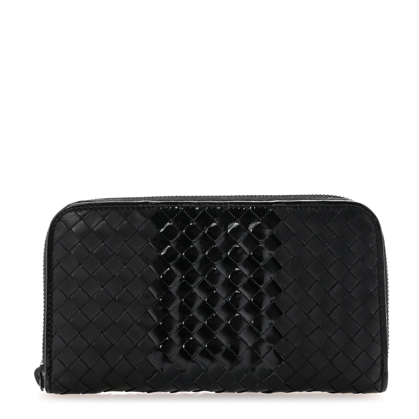 Nappa Patent Intrecciato Zip Around Wallet Black