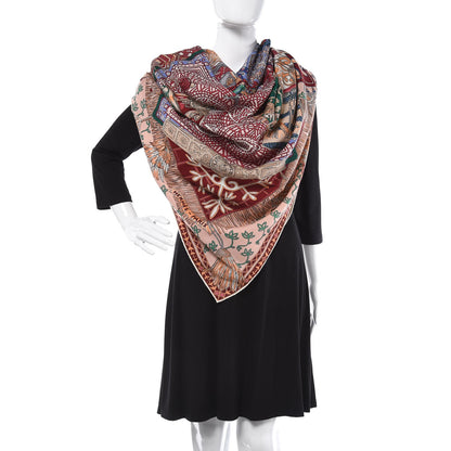 Hermes Cashmere Silk Cavaliers du Caucase Shawl 140 Rose Pale Bleu Framboise 2 of 7