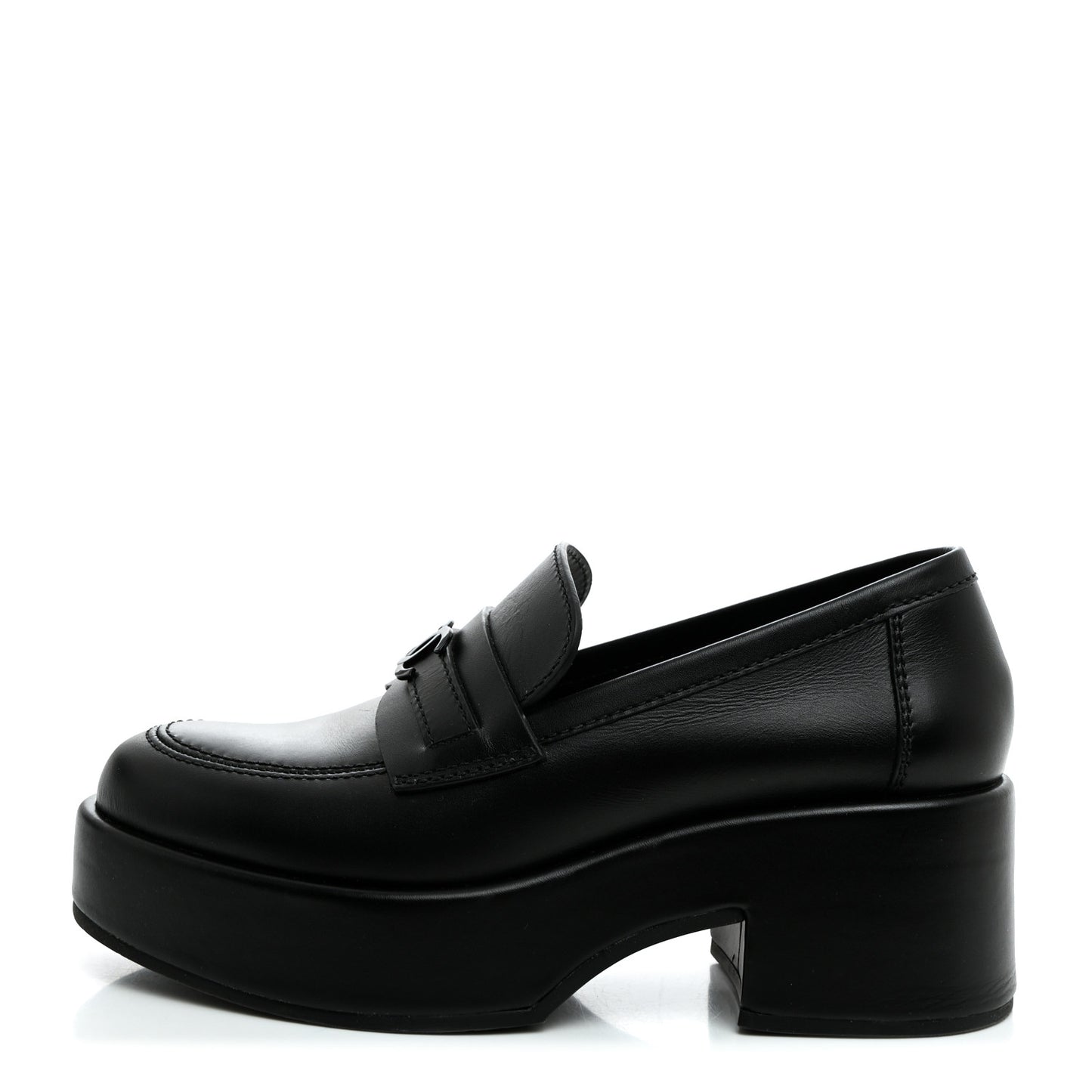 Calfskin CC Platform Loafers 36 Black