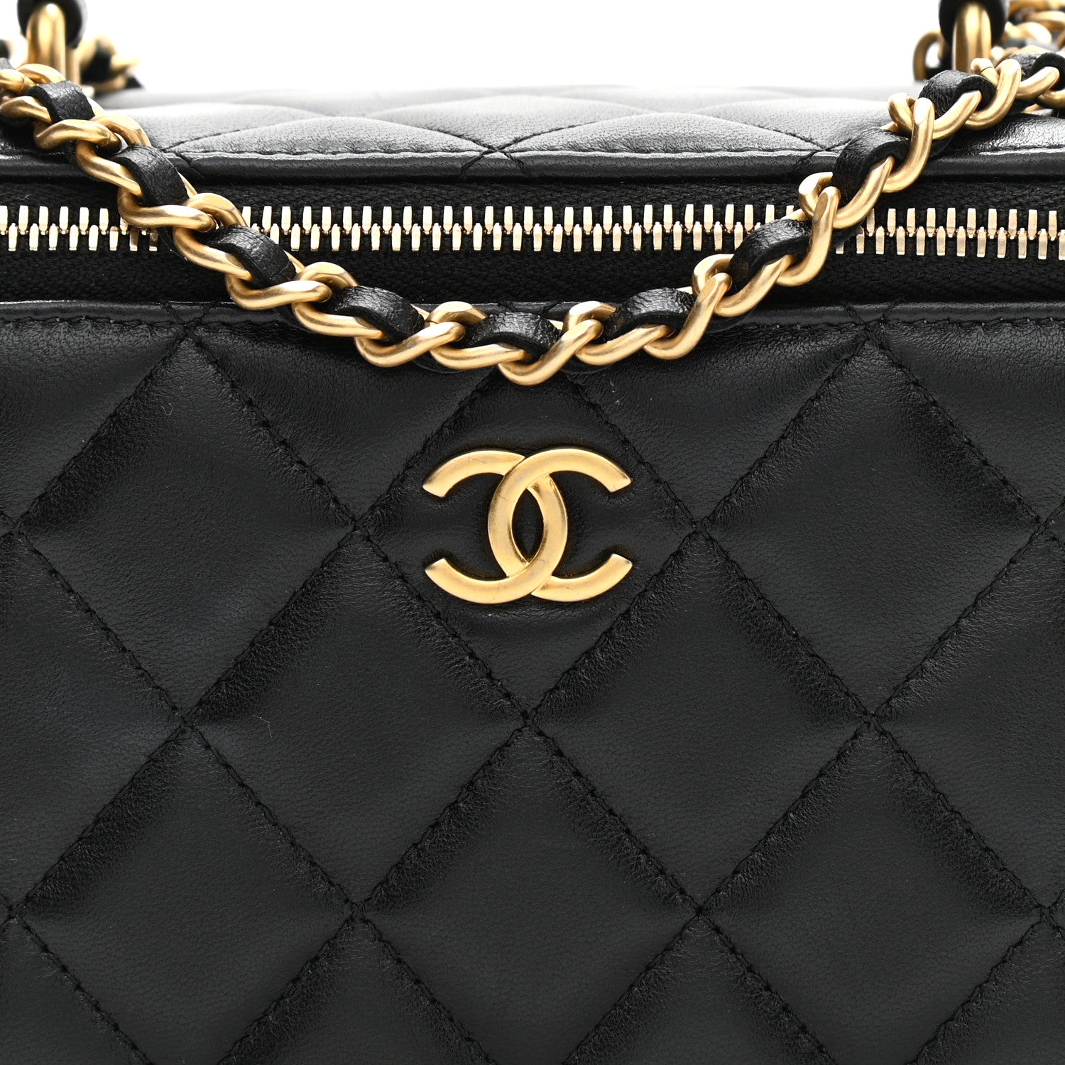 Chanel Lambskin Quilted Small Top Handle Vanity Case With Chain Black 8 of 11