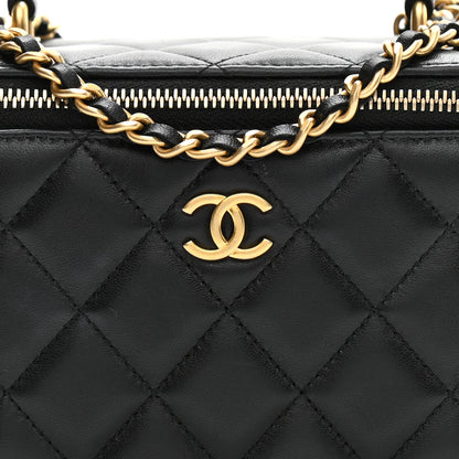 Chanel Lambskin Quilted Small Top Handle Vanity Case With Chain Black 8 of 11