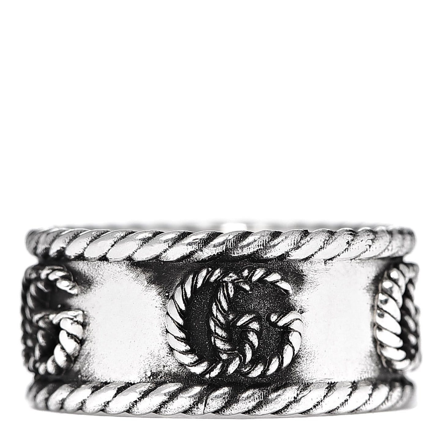 Sterling Silver Torchon GG Marmont Ring 52 6