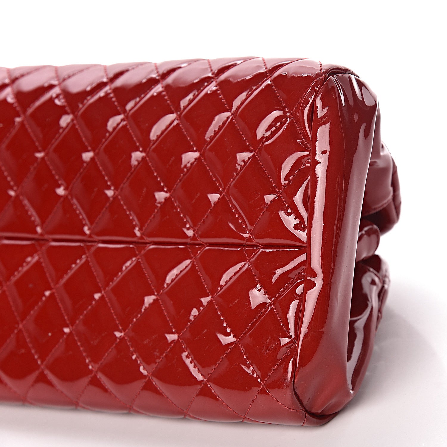 Chanel Patent Quilted Medium Just Mademoiselle Bowling Bag Red 11 of 12