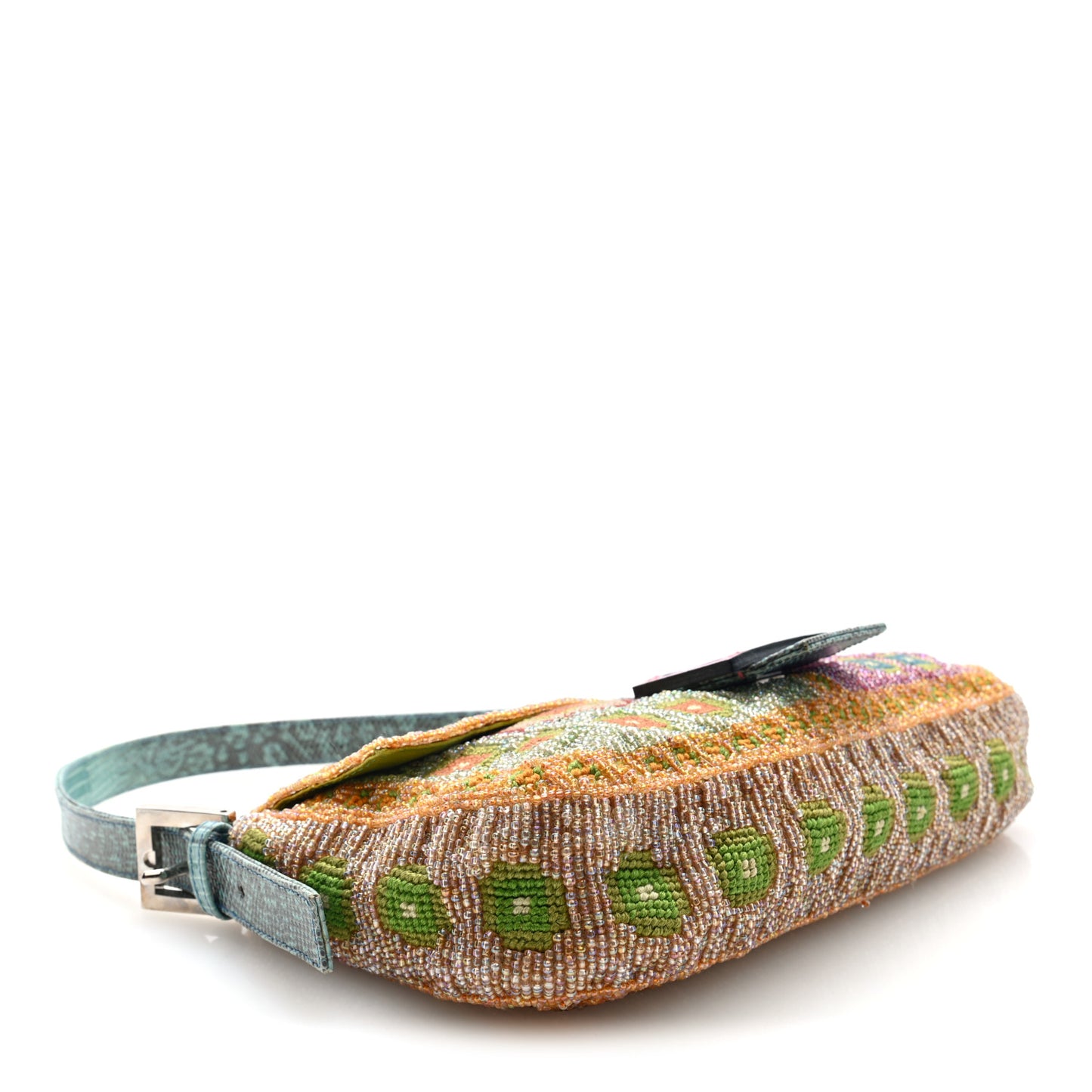 Wool Embroidered Beaded Lizard Baguette Multicolor