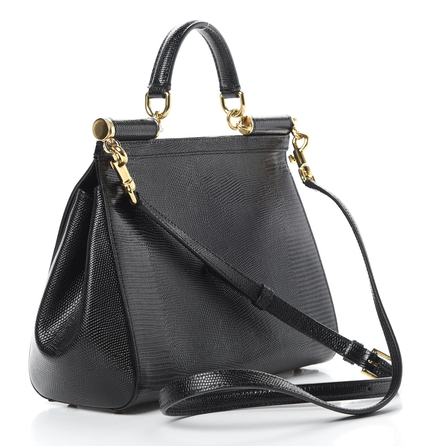 Dolce & Gabbana Stampa Iguana Crystal Medium Miss Sicily Satchel Black 3 of 9