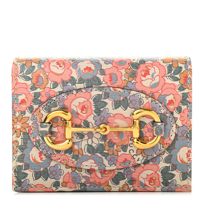Gucci X LIBERTY OF LONDON Calfskin Infinity Abbey Horsebit 1955 Card Case Wallet Perfect Pink Ivory 1 of 8