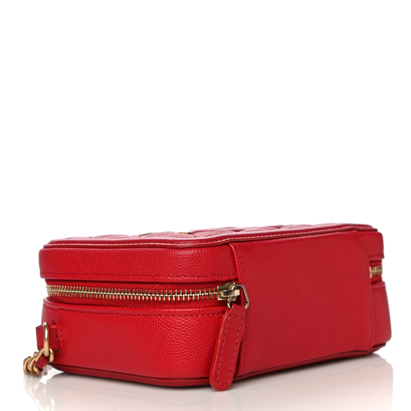 Caviar Quilted Filigree Vanity Clutch With Chain Red