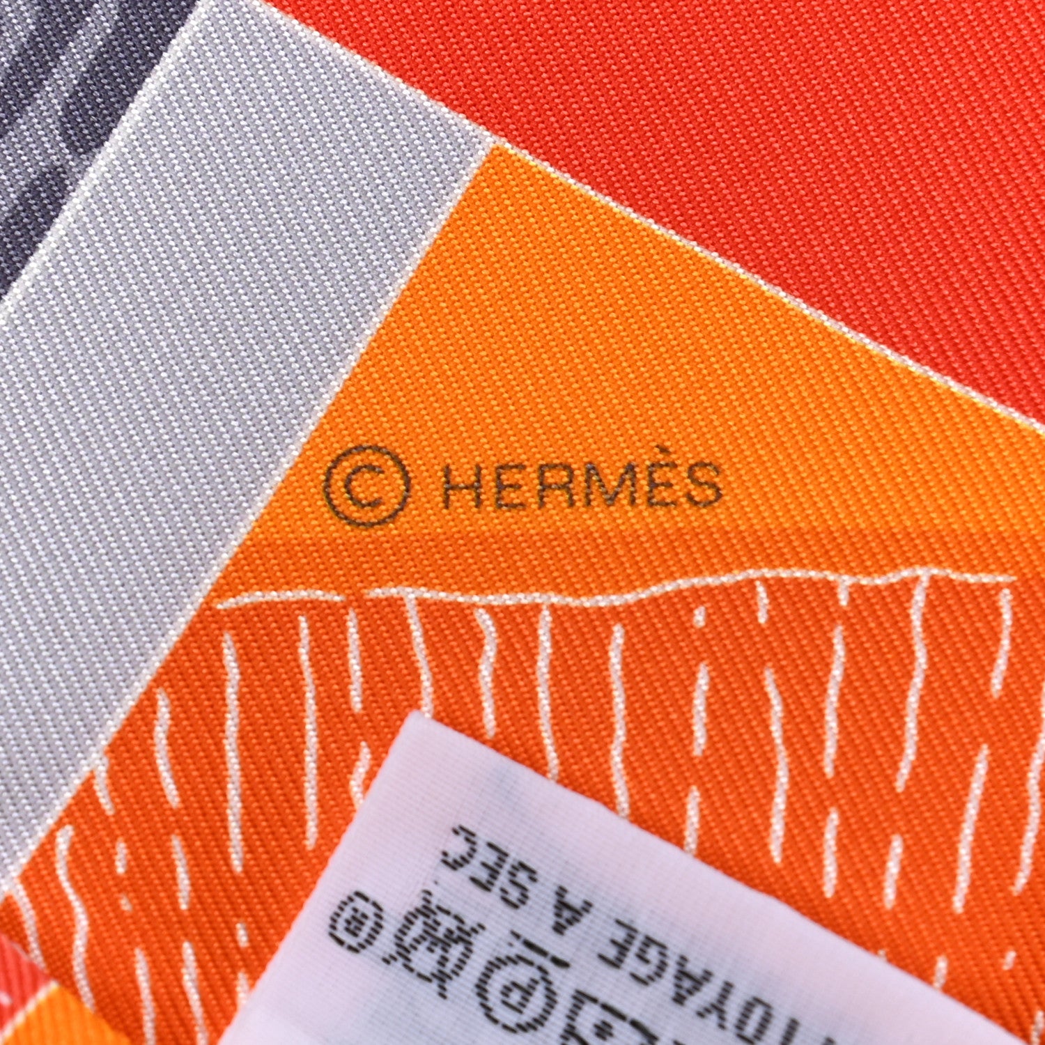 Hermes Silk Mors A Jouets Chemise Slim Maxi Twilly Orange Gris White 3 of 4