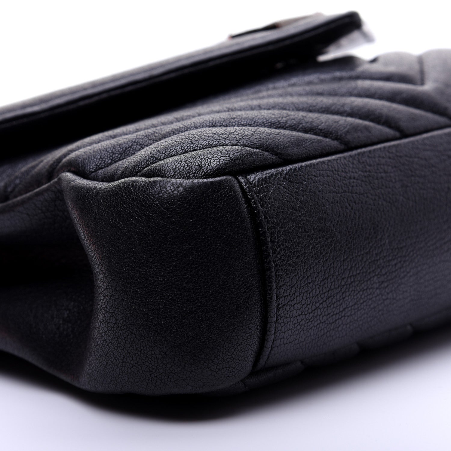 Saint Laurent Sheepskin Matelasse Chevron Monogram Medium College Bag Black 6 of 11