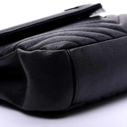 Saint Laurent Sheepskin Matelasse Chevron Monogram Medium College Bag Black 6 of 11