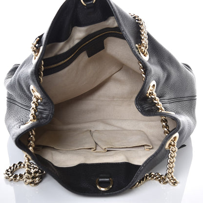 Gucci Pebbled Calfskin Medium Soho Chain Shoulder Bag Black 5 of 9