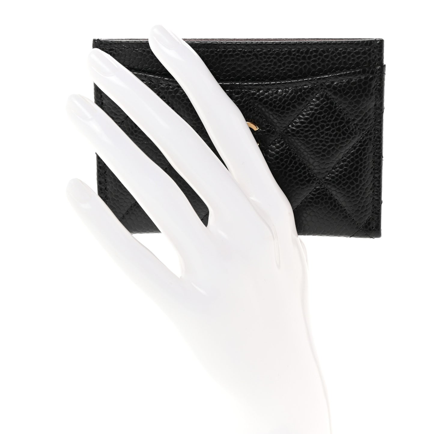 Caviar Quilted Card Holder Black