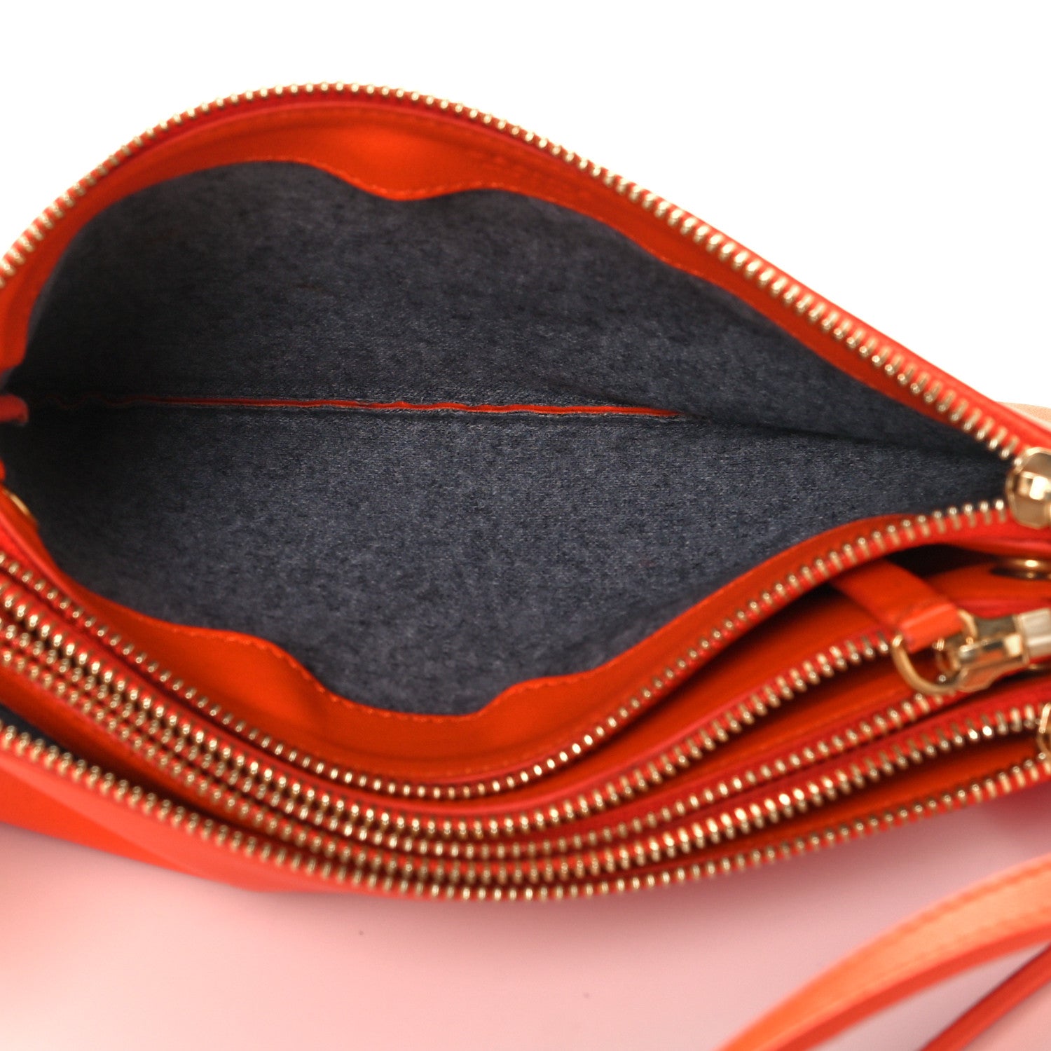 Celine Lambskin Small Trio Crossbody Bag Bright Orange 11 of 12