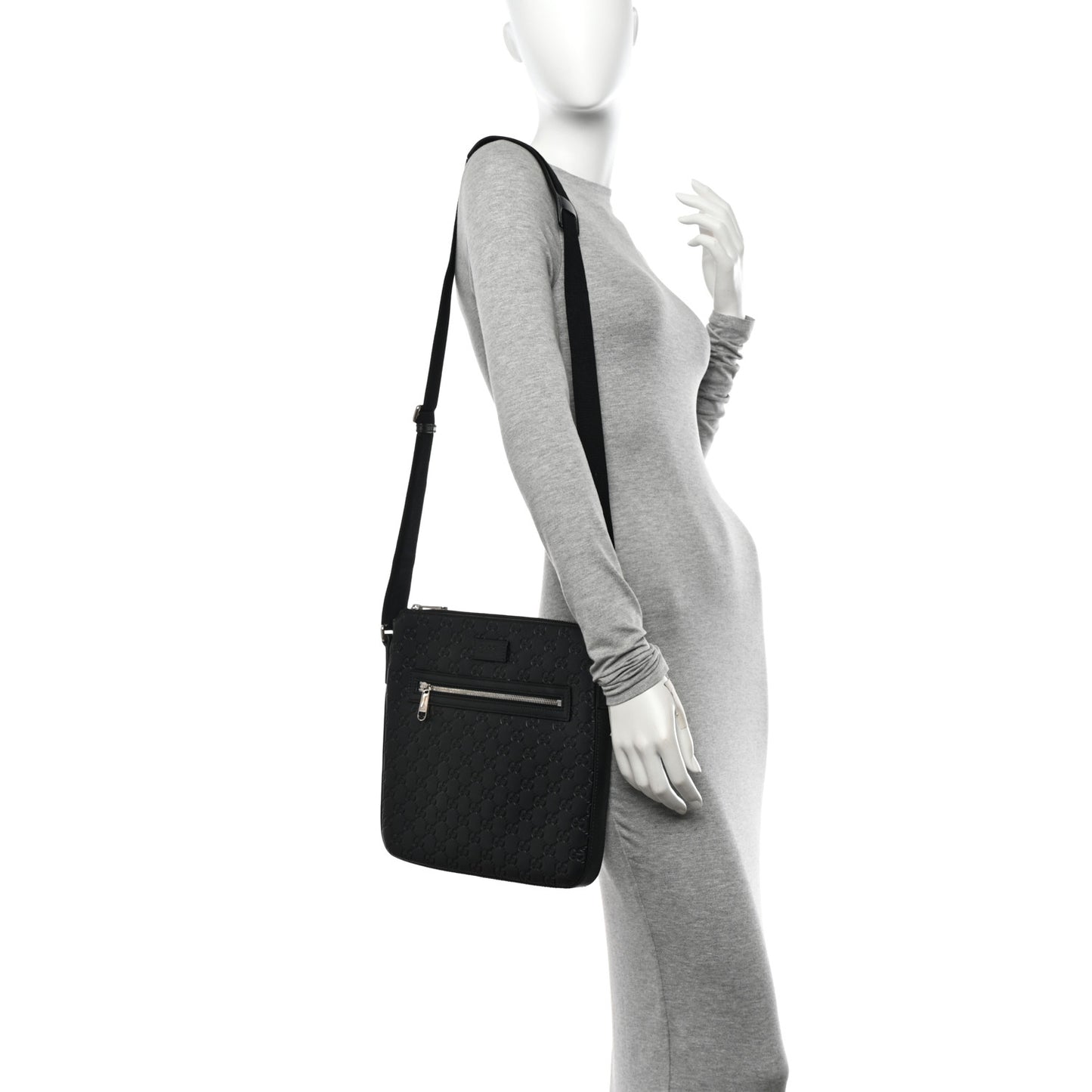 Guccissima Signature Medium Flat Messenger Bag Black