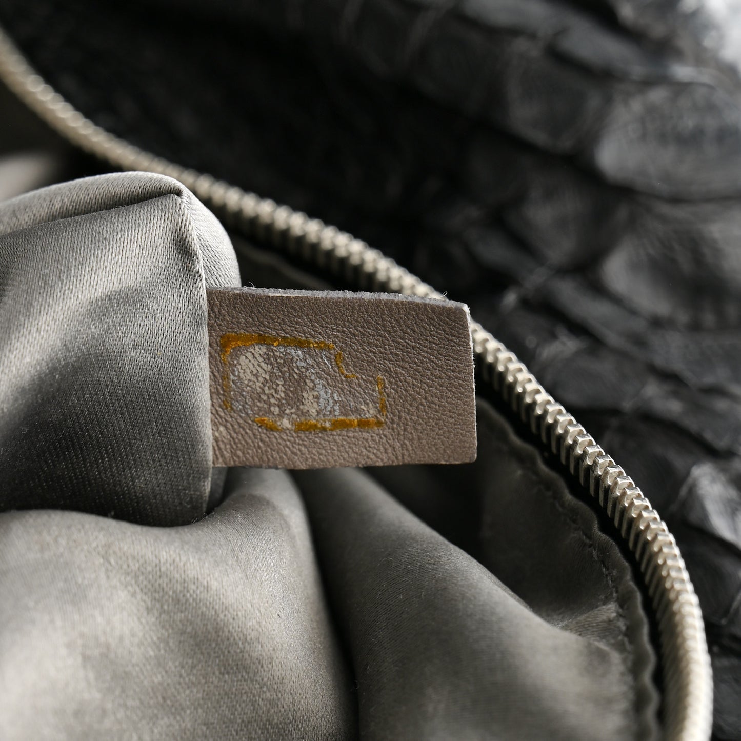 Snakeskin Rock and Chain Hobo Black