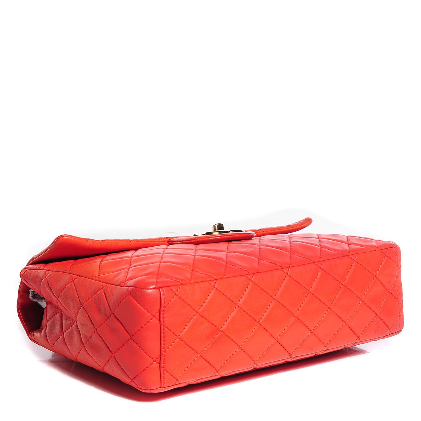 Washed Lambskin Quilted Maxi Single Flap Red