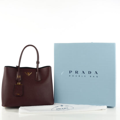 Prada Saffiano Cuir Large Double Bag Granato 6 of 11