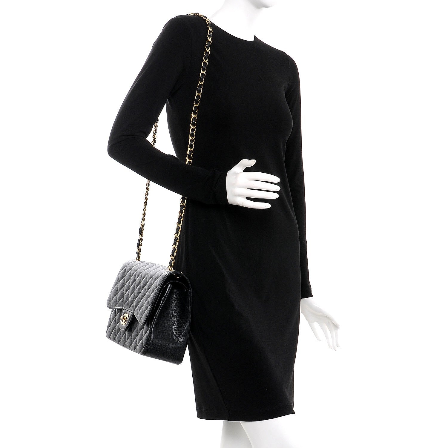 Chanel Caviar Quilted Jumbo Double Flap Black 2 of 8