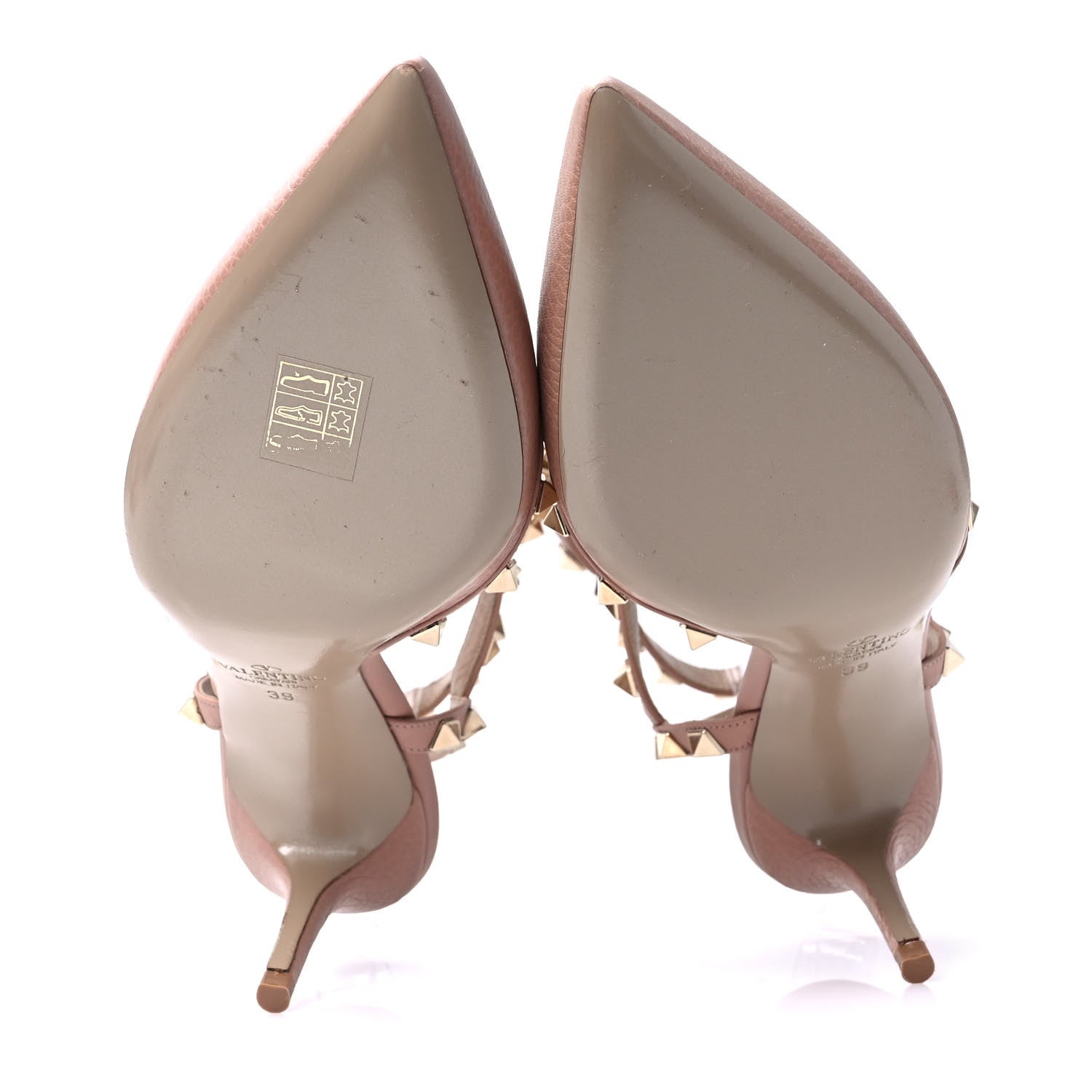 Valentino Garavani Pebbled Calfskin Rockstud Ankle Strap 65mm Pumps 39 Skin Sorbet 5 of 7