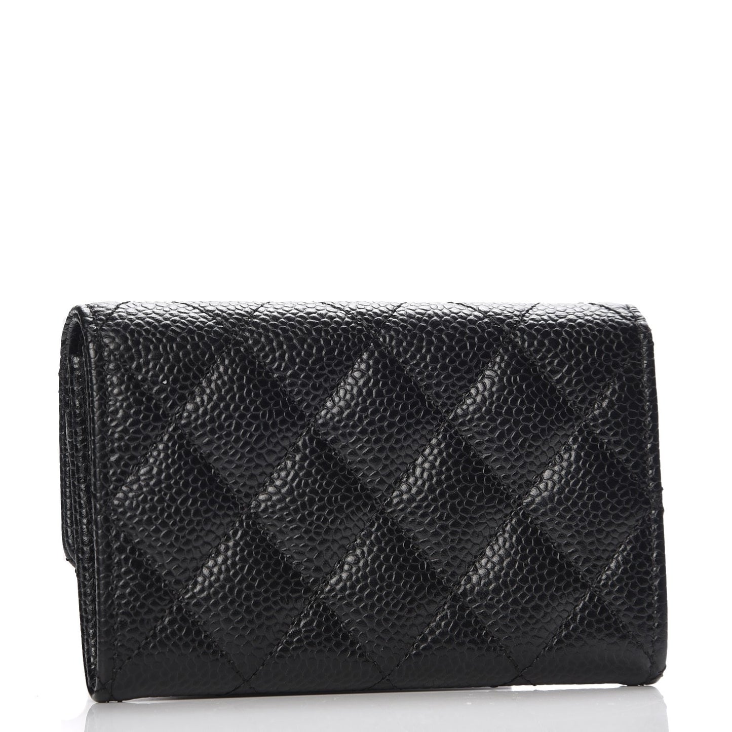 Caviar Quilted Flap Card Holder Black