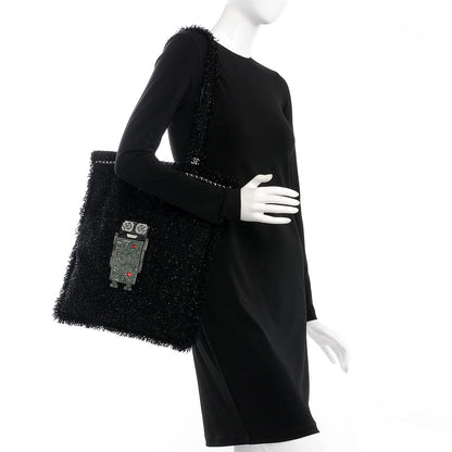 Chanel Tweed Resin Strass Large Robot Shopping Bag Black 2 of 8
