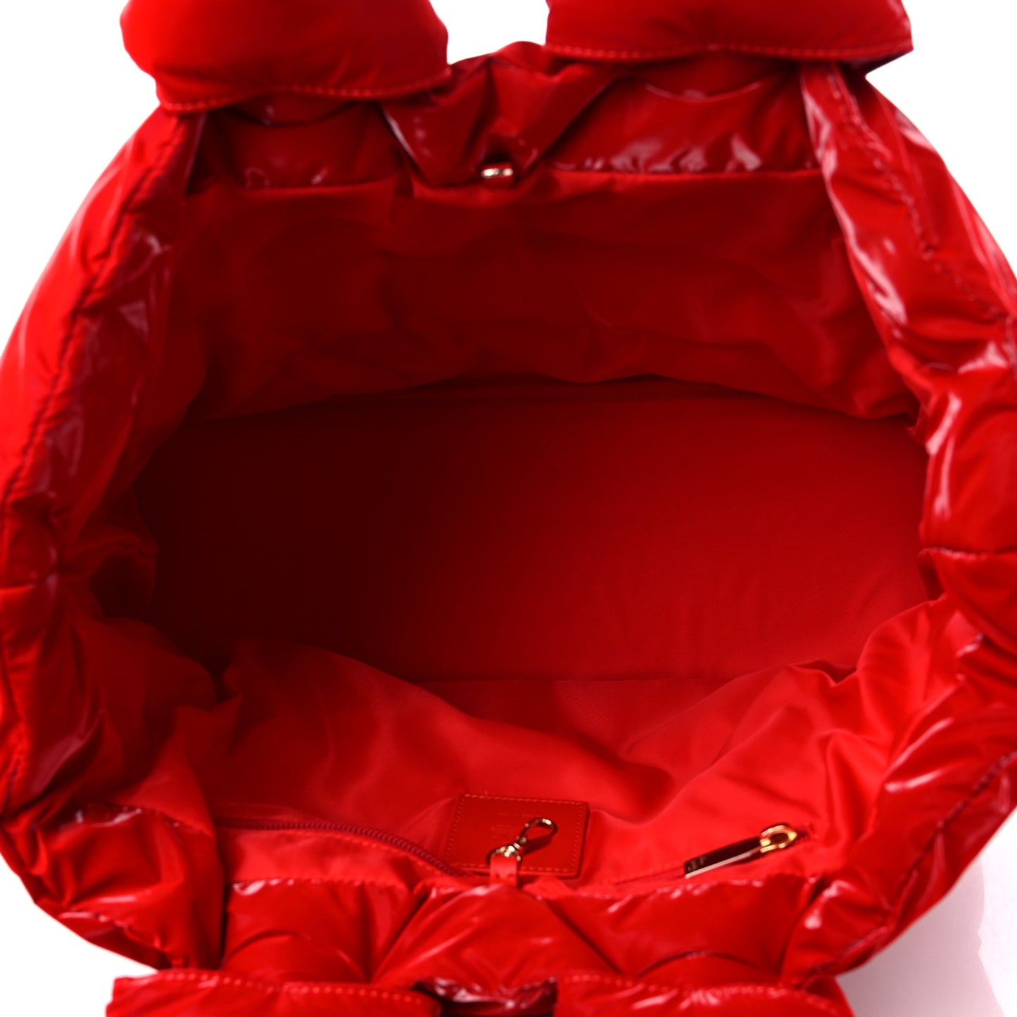 Nylon Padded Gloss Large Cabamoon Tote Red
