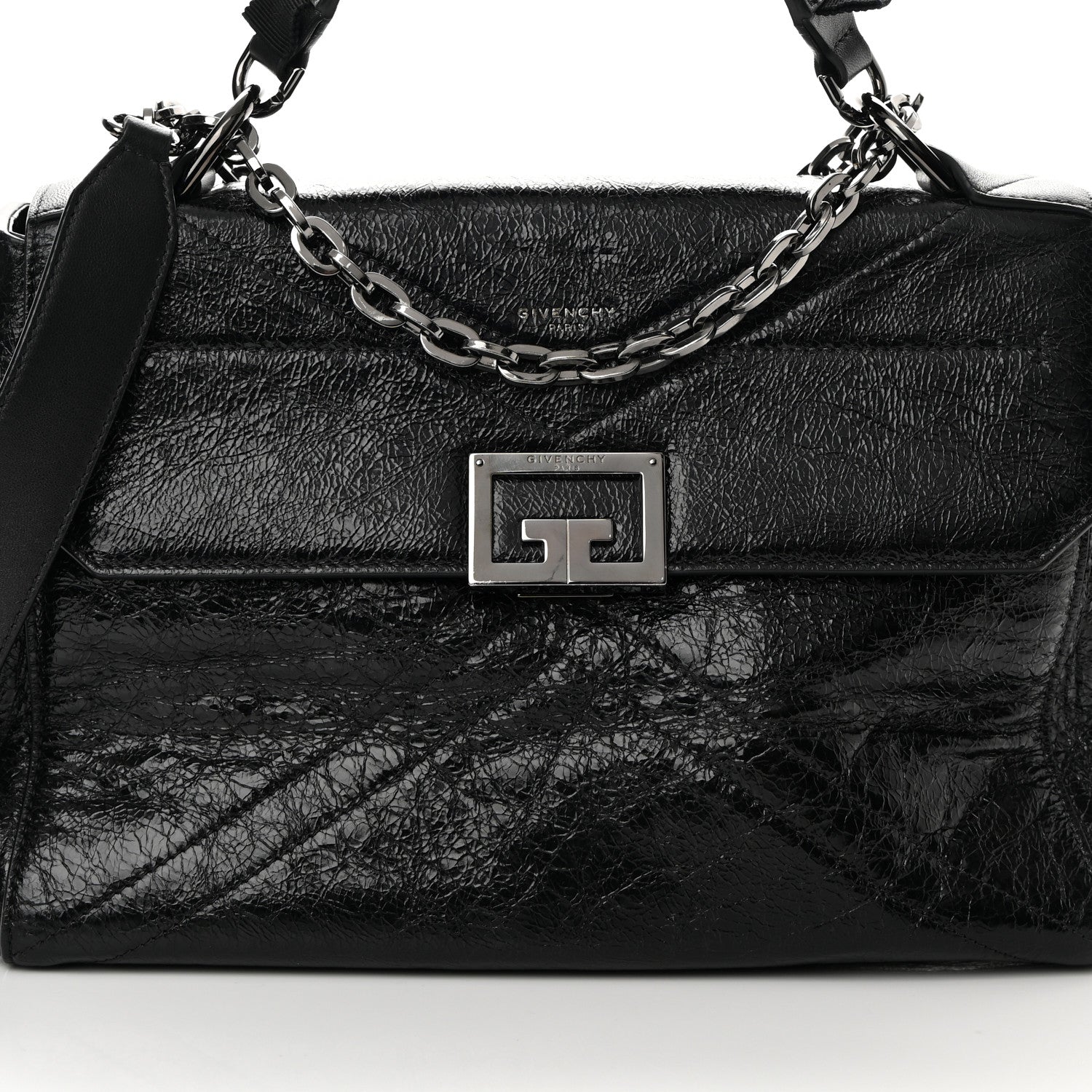 Givenchy Creased Patent Calfskin Medium ID Flap Black 7 of 11