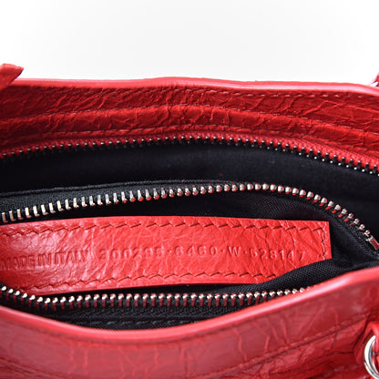 Balenciaga Agneau Classic Silver Hardware Mini City Logo Strap Red Black 6 of 9