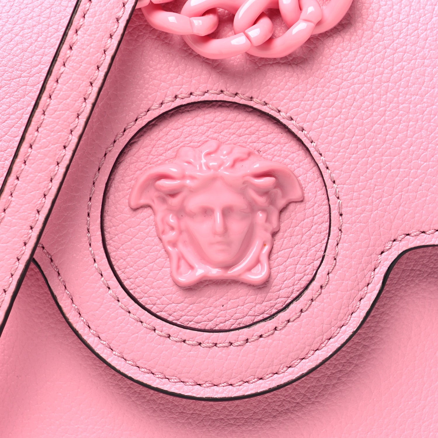Versace Calfskin La Medusa Chain Crossbody Phone Pouch Pink 7 of 9