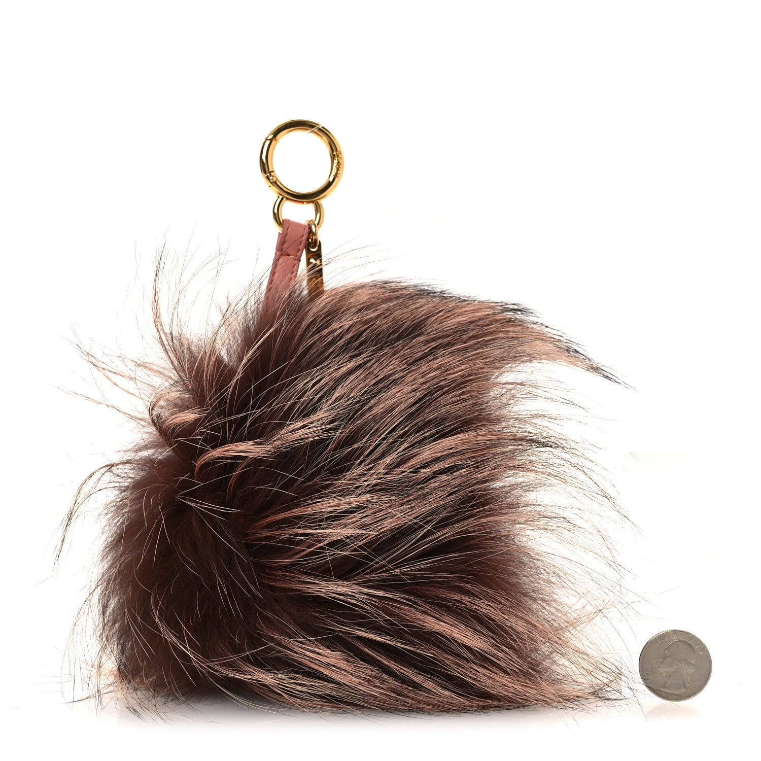 Fendi Fox Fur Crystal Monster Bag Bug Charm Brown Pink Red 2 of 4