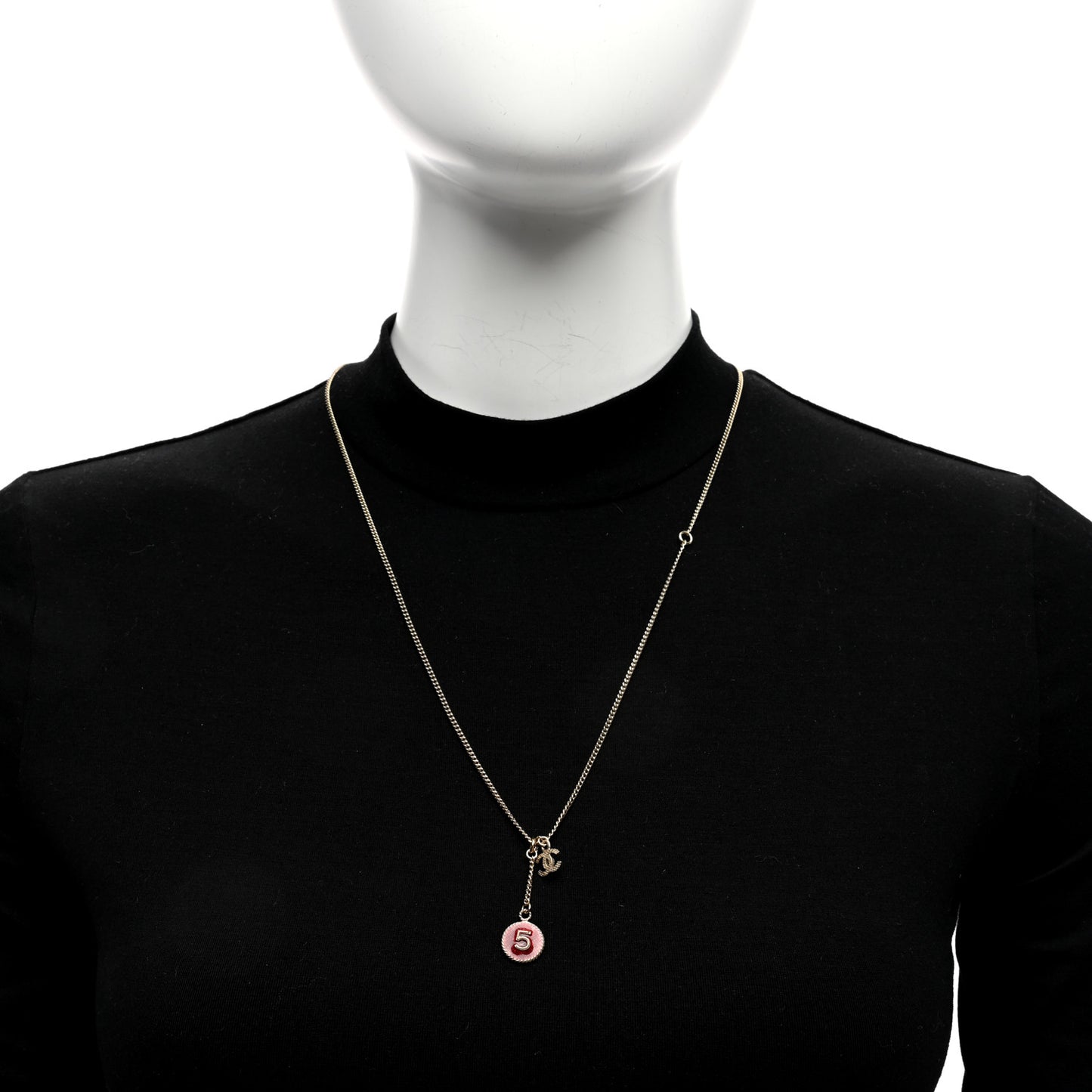 Metal No 5 CC Necklace Gold Red