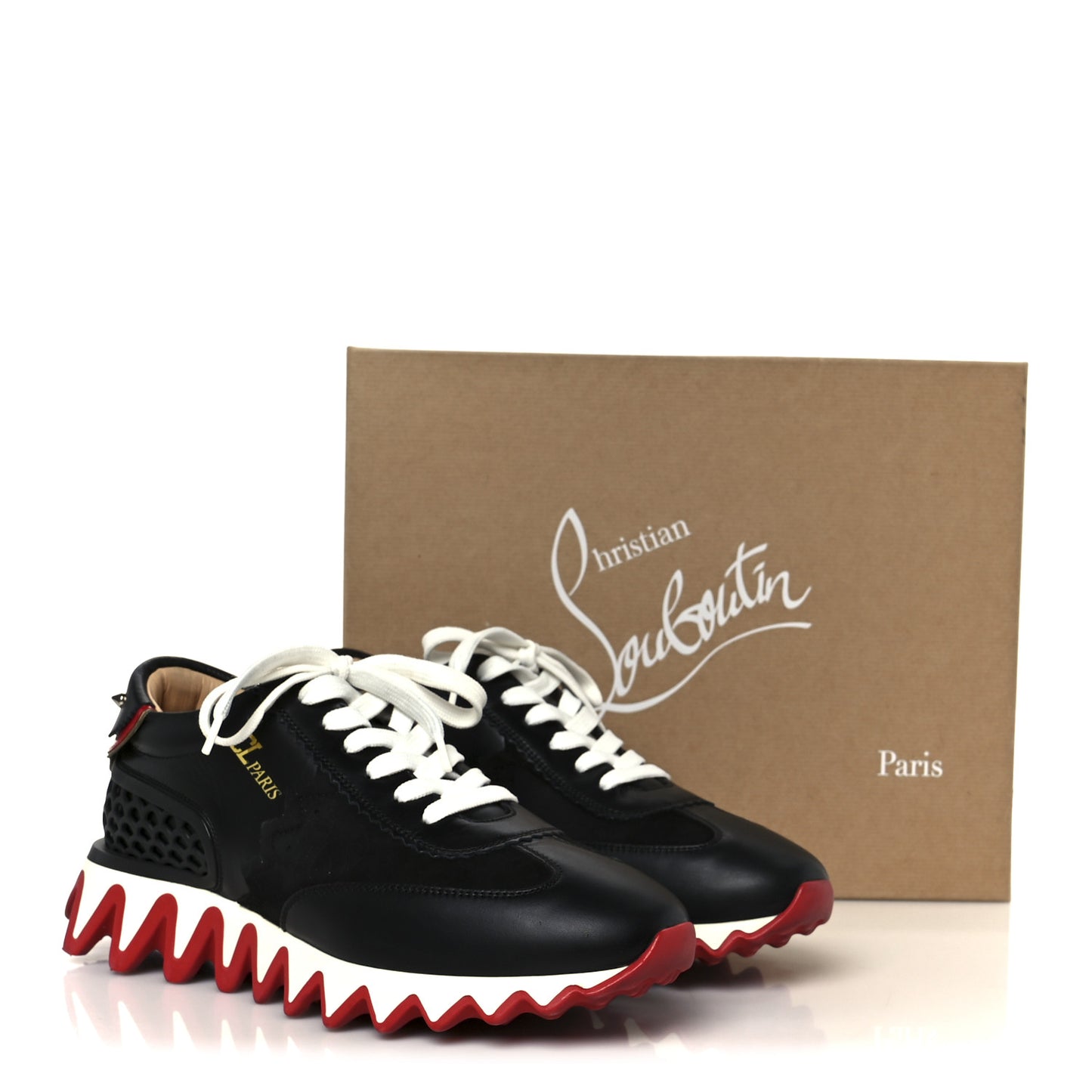 Calfskin Suede Patent Womens Loubishark Sneakers 39 Black Loubi