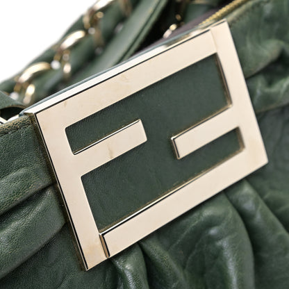 Fendi Crinkled Lambskin Mia Tote Verde Inglese 9 of 11