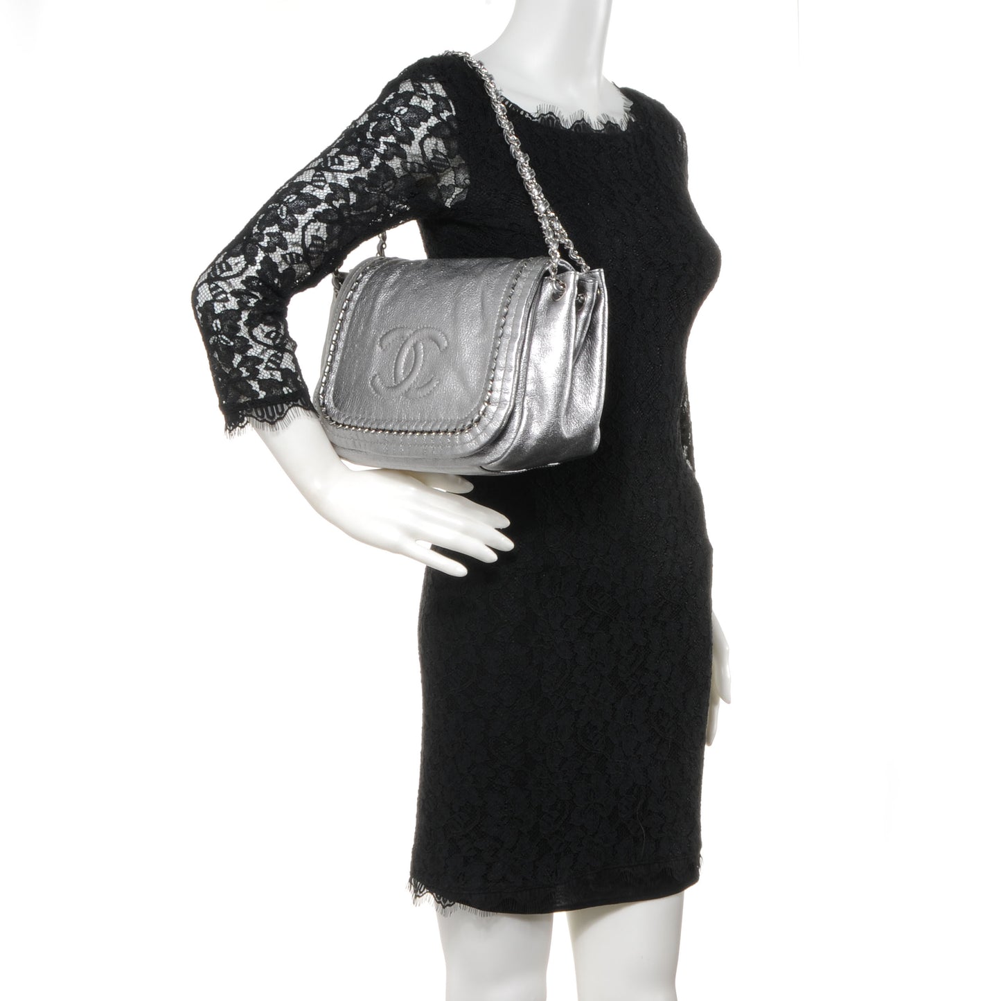 Luxe Ligne Flap Bag Silver