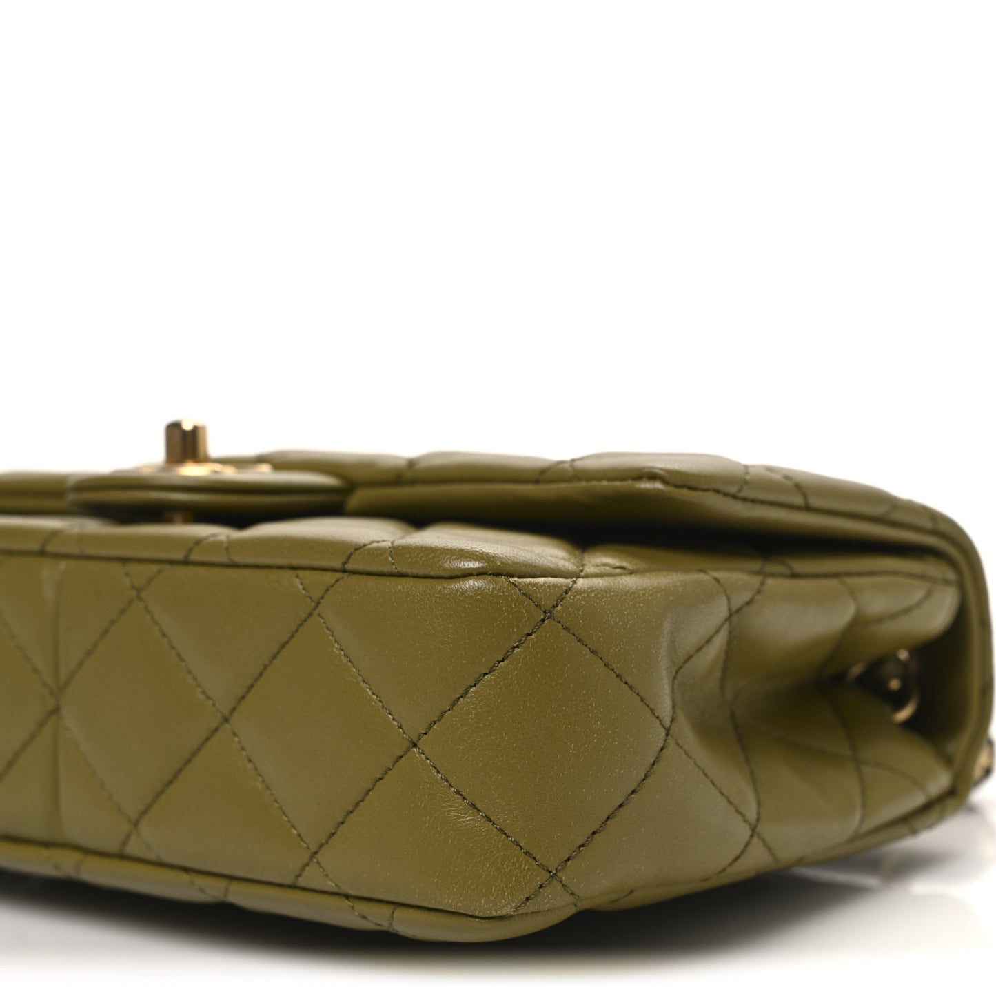 Lambskin Quilted Small Wenge Wood Flap Green
