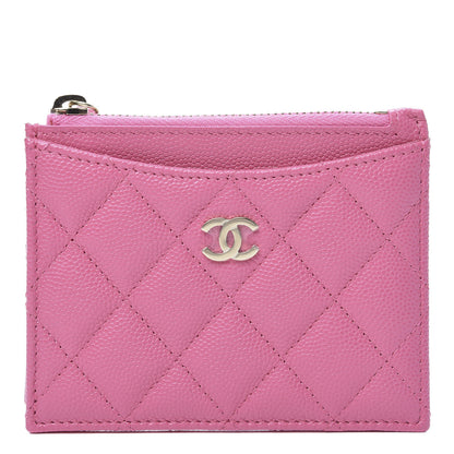 Chanel Caviar Quilted CC Zip Card Holder Pink 1 of 8