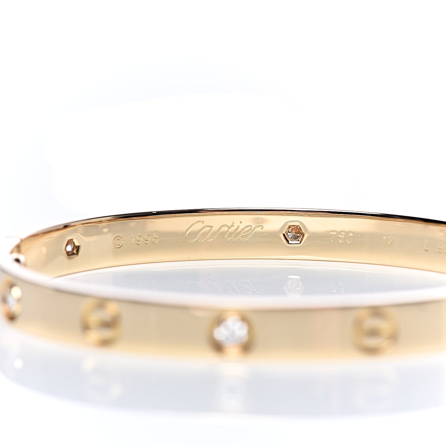18K Yellow Gold 6 Diamond LOVE Bracelet 17