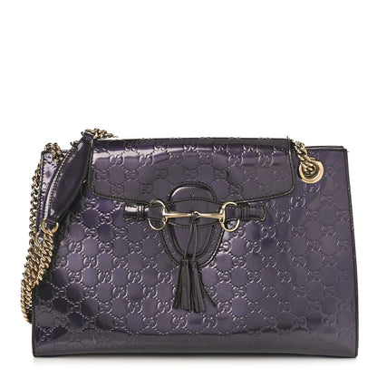 Gucci Shine Guccissima Large Emily Chain Shoulder Bag Melanzana 1 of 15
