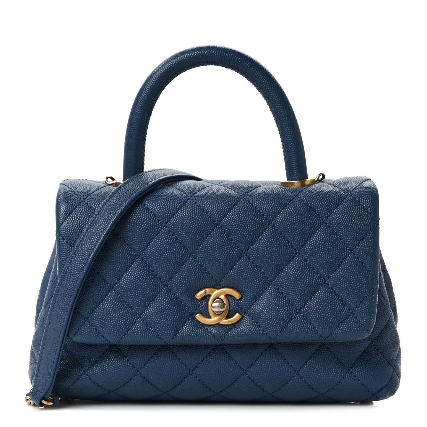 Caviar Quilted Mini Coco Handle Flap Blue