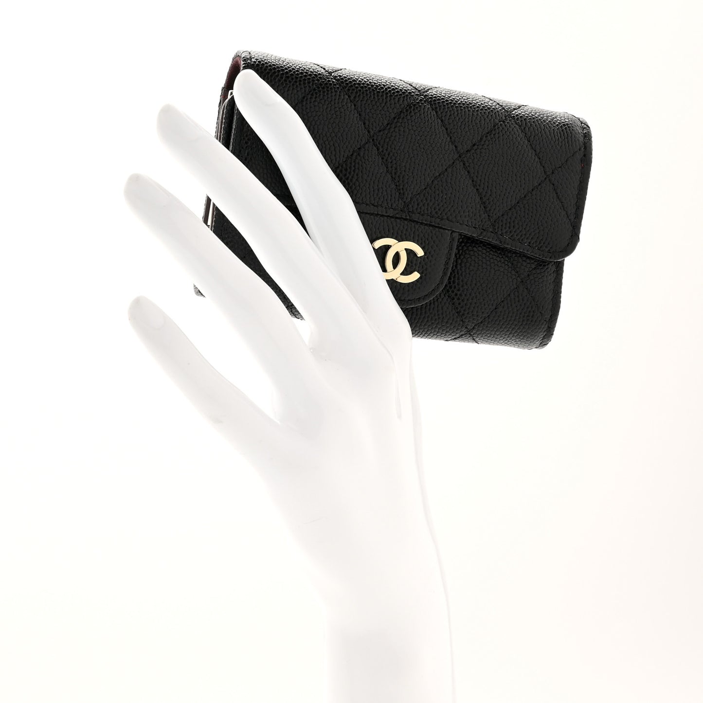 Caviar Quilted Classic 4 Key Holder Wallet Black