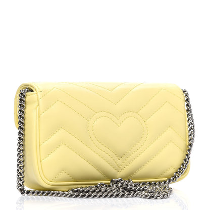 Gucci Calfskin Matelasse Super Mini GG Marmont Shoulder Bag Banana 2 of 5
