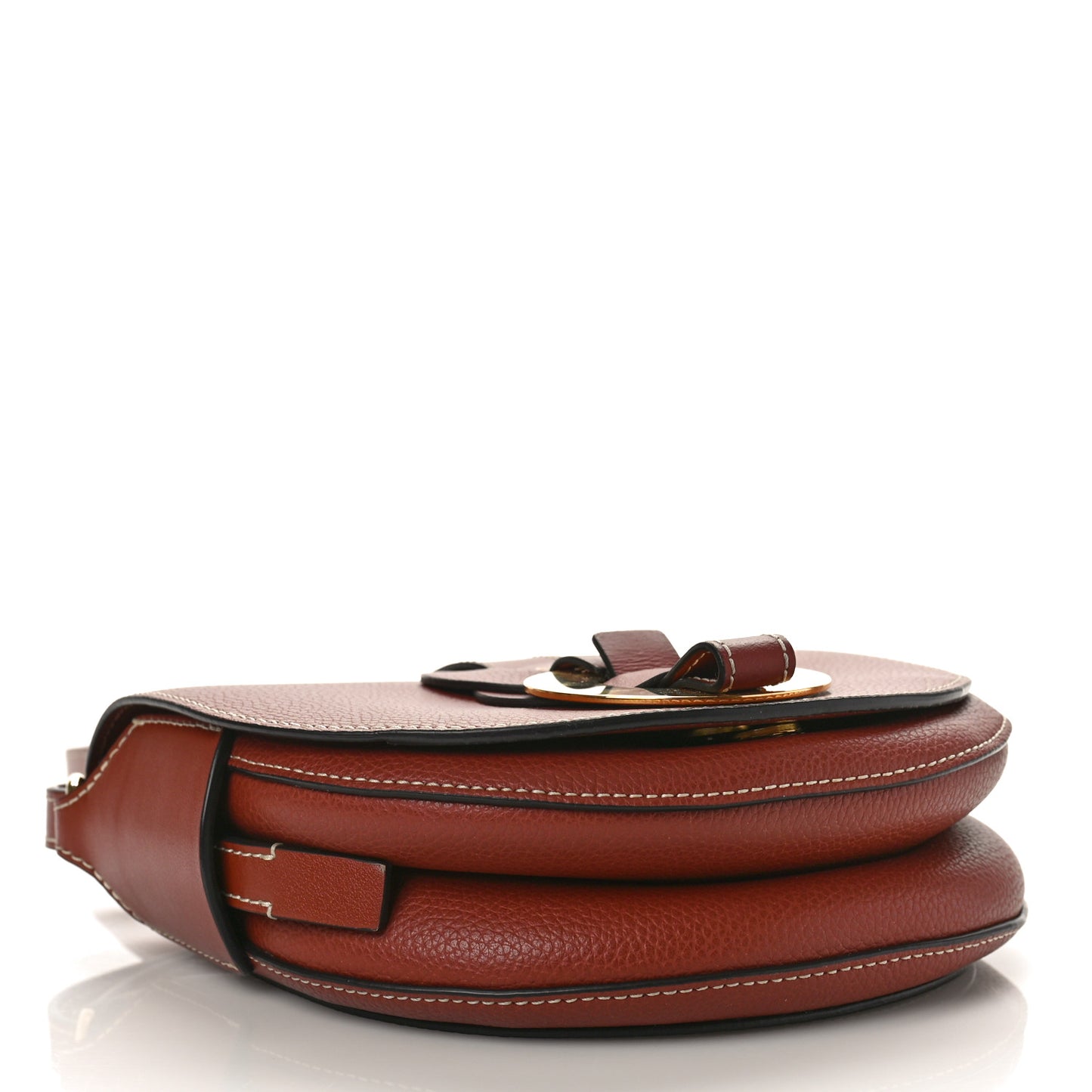 Grained Calfskin Small Darryl Saddle Crossbody Bag Sepia Brown