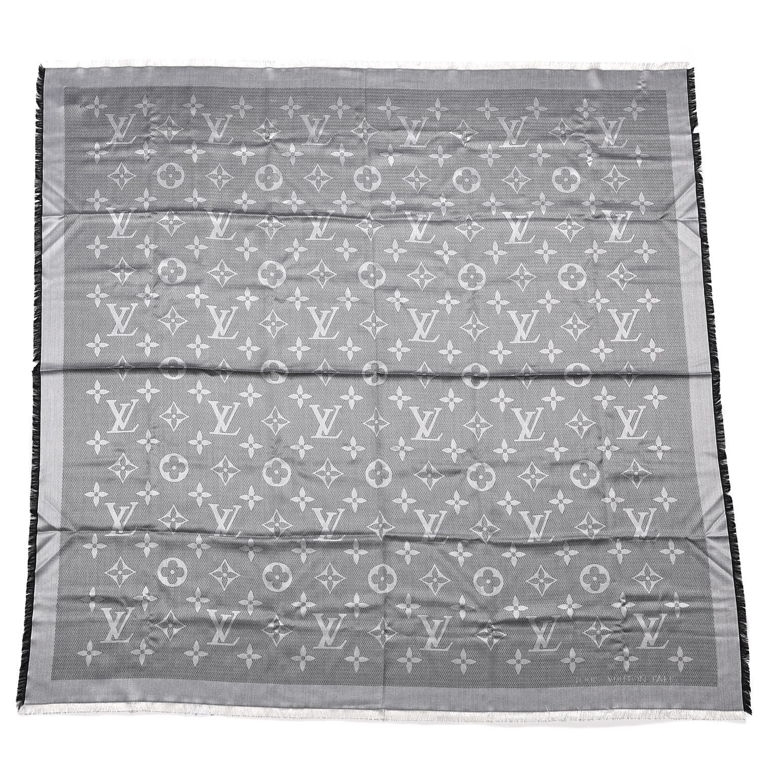 Louis Vuitton Silk Wool Beyond Monogram Shawl Silver 1 of 5