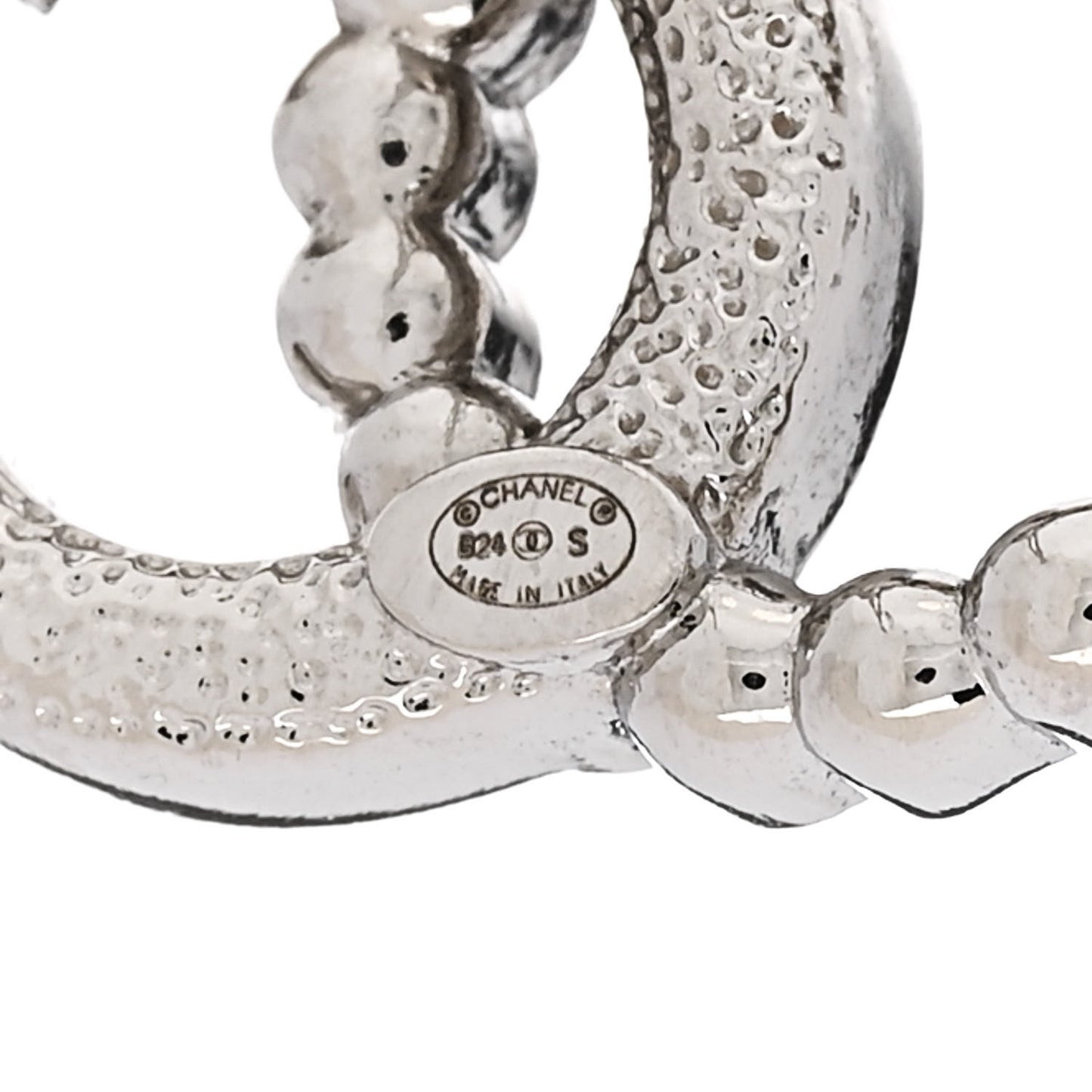 Pearl Crystal CC Earrings Silver Pearly White